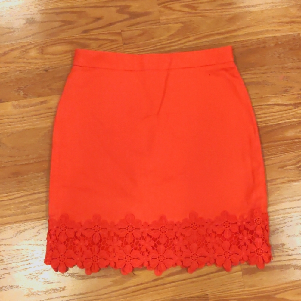 J. Crew Coral Lace Mini Skirt